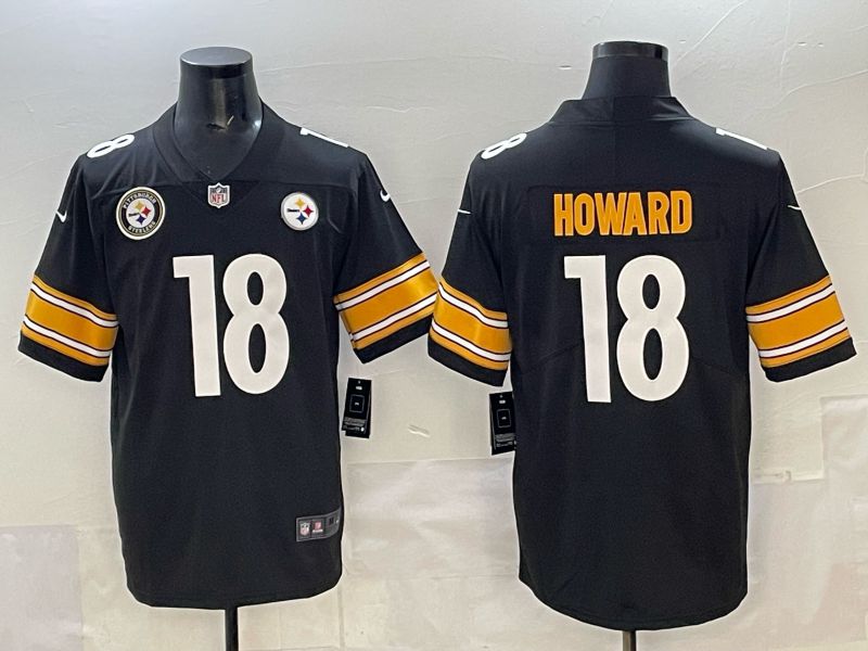Men Pittsburgh Steelers 18 Howard Black Nike 2025 Limited NFL Jersey style 01